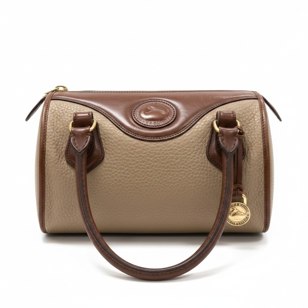 Vintage Dooney & Bourke AWL Leather Small Satchel Speedy Taupe Brown USA